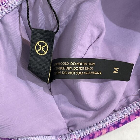 Vix Paula Hermanny Bikini Top Womens M Purple Dotted Bandeau Ruffle Off Shoulder - Picture 4 of 5